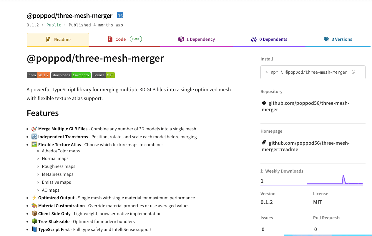 @poppod/three-mesh-merger cover